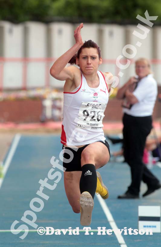 Emma Pringle (Gateshead) winner of the triple jump with a championship record at the North Eastern Champs, Gateshead.